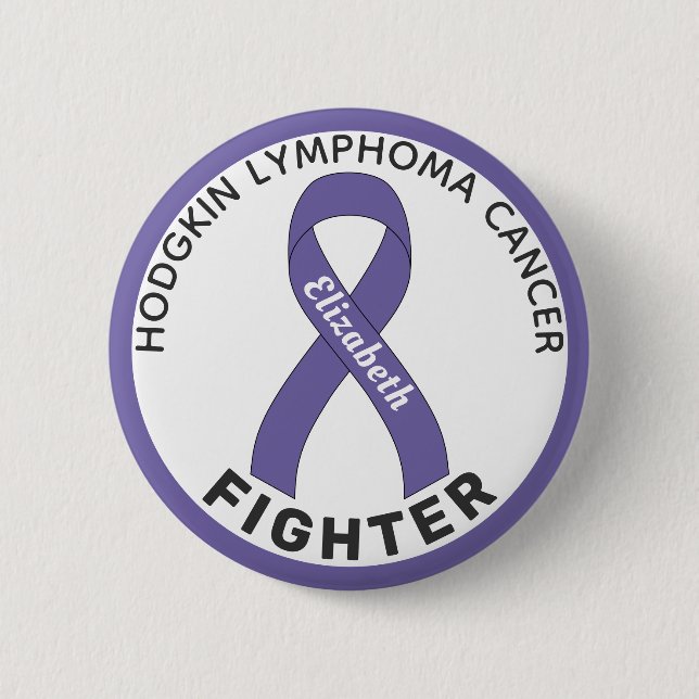Hodgkin Lymphoma Fighter Ribbon White Button Knapp (Framsida)