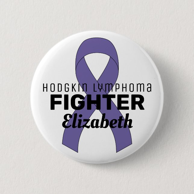 Hodgkin Lymphoma Ribbon White Button Knapp (Framsida)