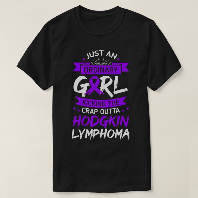 Hodgkin Lymphoma Survivor Lila Awareness Ribbon T Shirt (Design framsida)
