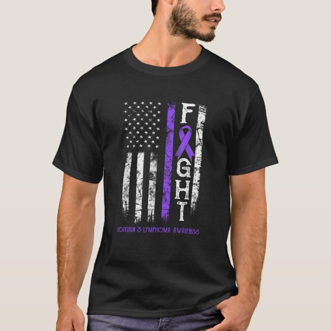 Hodgkin s Lymphoma Warrior US Flagga T Shirt (Framsida)