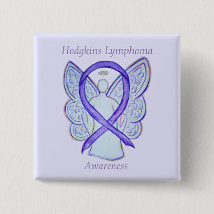 Hodgkins Lymphoma Art Angel Violet Ribbon Stift Knapp