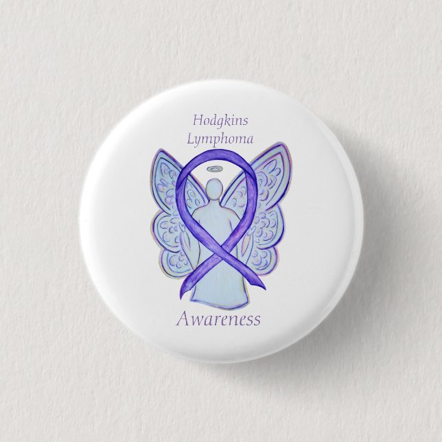 Hodgkins Lymphoma Art Angel Violet Ribbon Stift Knapp (Framsida)