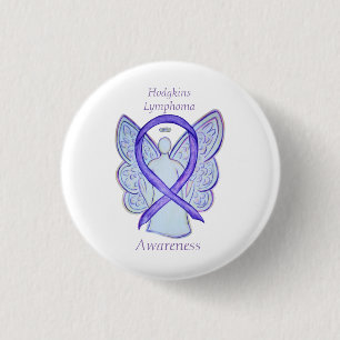 Hodgkins Lymphoma Art Angel Violet Ribbon Stift Knapp