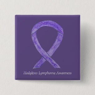 Hodgkins Lymphoma Art Violet Ribbon Anpassningsbar Knapp