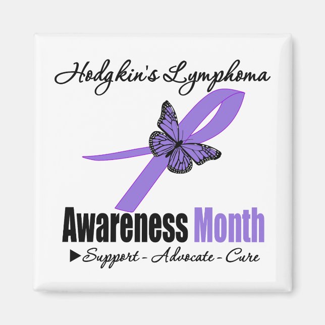 Hodgkins Lymphoma Awareness Month Ribbon Butterfly Magnet (Framsidan)