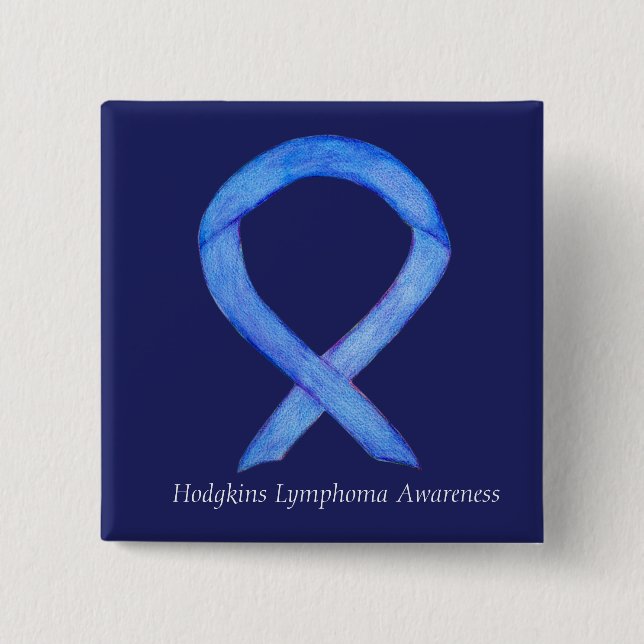 Hodgkins Lymphoma Awareness Ribbon Art Anpassnings Knapp (Framsida)