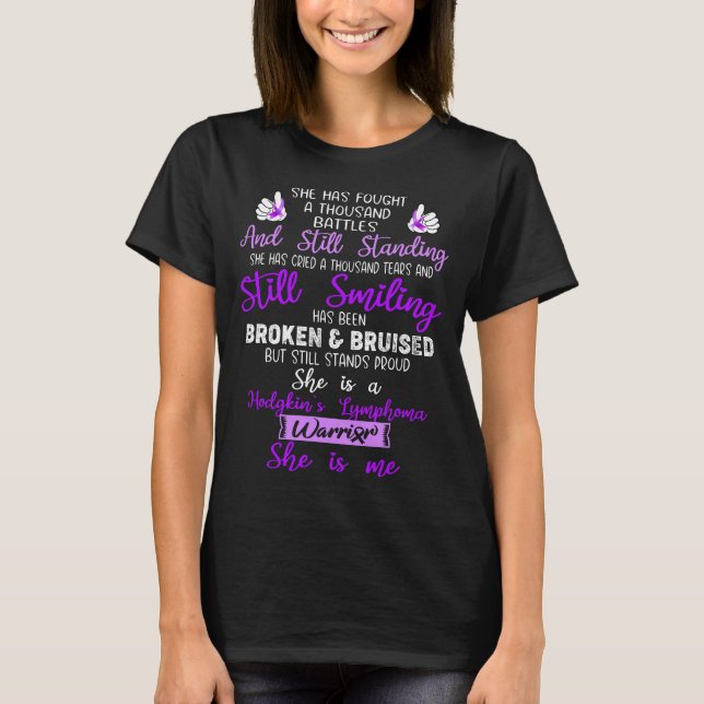 Hodgkin's Lymphoma Awareness Ribbon Support Gifts T Shirt (Framsida)