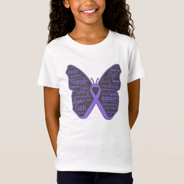 Hodgkins Lymphoma Butterfly Collage of Ord T Shirt (Framsida)