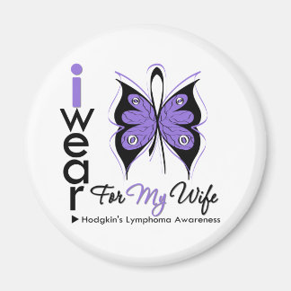 Hodgkins Lymphoma I Bära Butterfly Ribbon WIFE Magnet