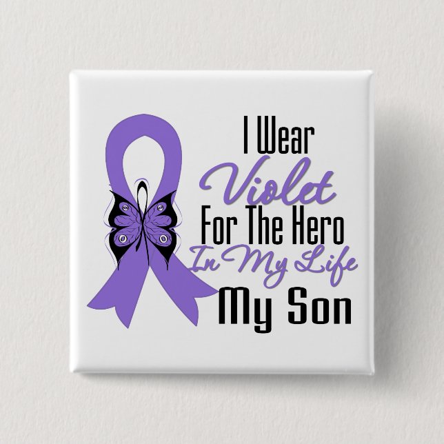 Hodgkins Lymphoma Ribbon My Hero Min son Knapp (Framsida)