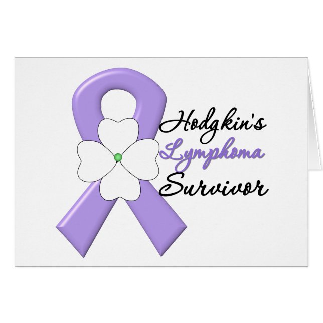 Hodgkins lymphoma Survivor Flower Ribbon Hälsningskort (Framsidan Horizontal)