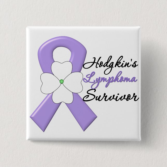 Hodgkins lymphoma Survivor Flower Ribbon Knapp (Framsida)