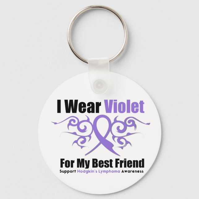 Hodgkins Lymphoma Tribal Ribbon för min bästa vän Nyckelring (Framsida)