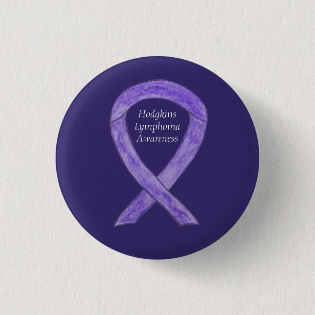 Hodgkins Lymphoma Violet Ribbon Anpassningsbar But Knapp (Framsida)