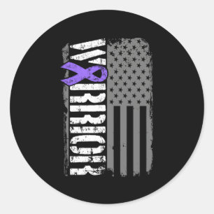 Hodgkins Lymphoma Warrior American Flagga Runt Klistermärke