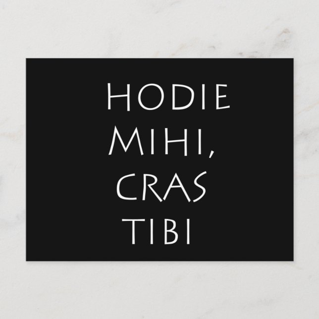 Hodie mihi cras tibi vykort (Framsida)