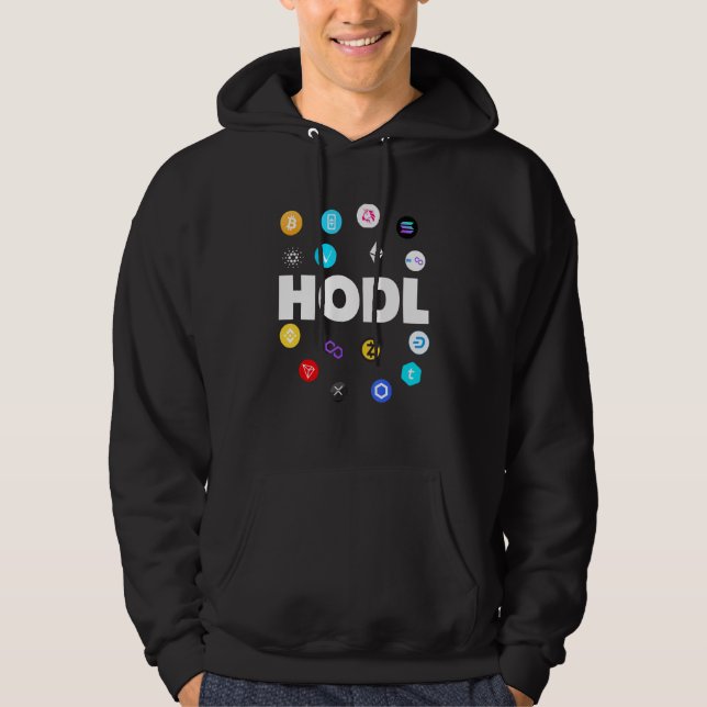 Hodl Bitcoin Etherum Cardano Xrp Cryptocurrency B Hoodie (Framsida)