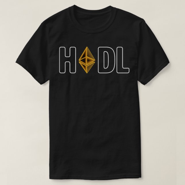 Hodl Etherum guld modern typografi konstgåva T Shirt (Design framsida)