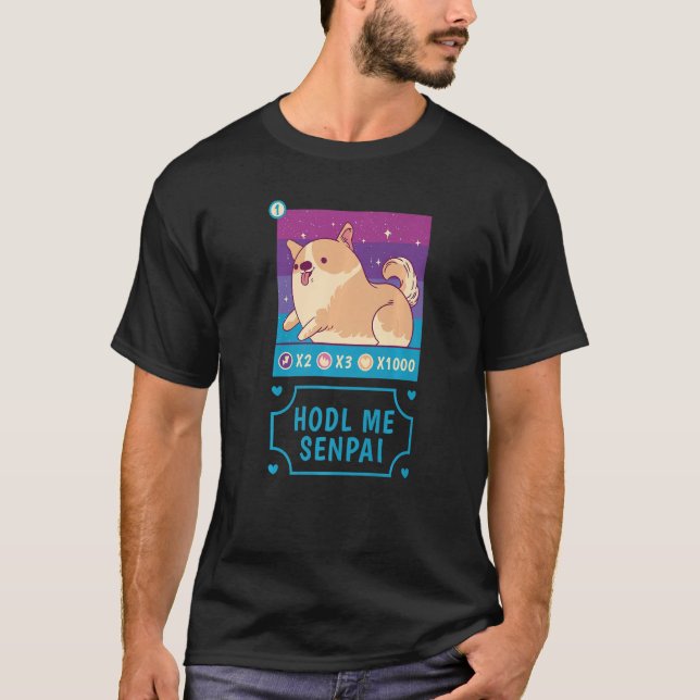 Hodl Me Senpai Cute Hund Card T Shirt (Framsida)
