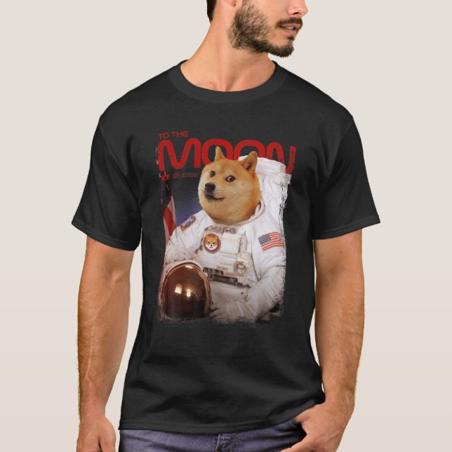 HODL SHIB to Måne Astronaut Shiba Inu Token Cr T Shirt (Framsida)