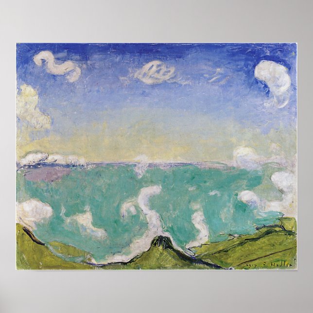 Hodler - Caux Landskap Med Uppgående Moln 1917 Poster (Framsidan)