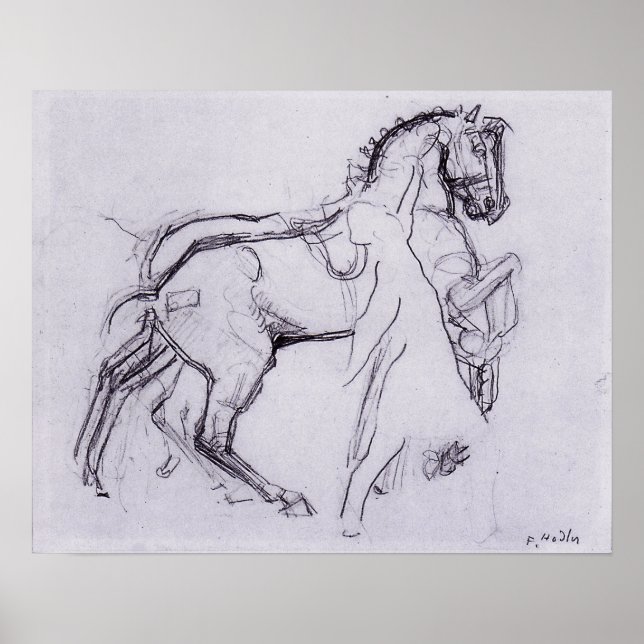 Hodler - Cavalryman Striding A Horse 1908 Poster (Framsidan)