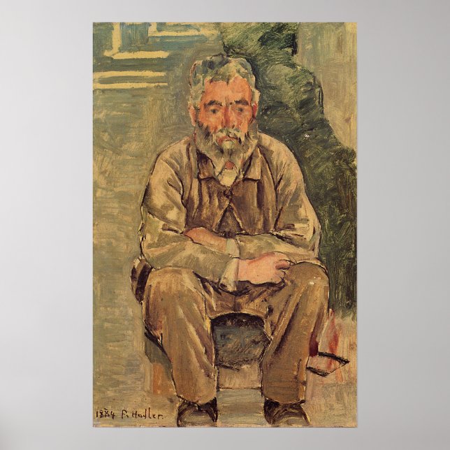 Hodler - Sitta Bartiger Man 1884 Poster (Framsidan)