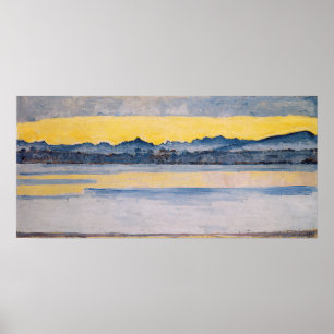 Hodler - Sjö Genève med Mont Blanc i gryningen ... Poster