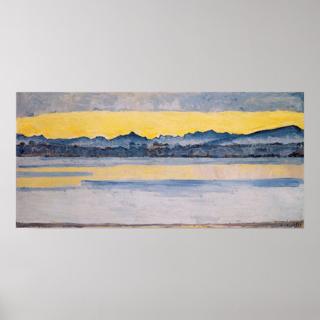 Hodler - Sjö Genève med Mont Blanc i gryningen ... Poster (Framsidan)