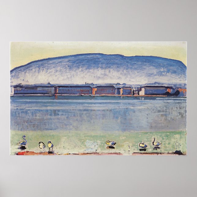 Hodler - Sjö Genève med sex Svanar 1914 Poster (Framsidan)