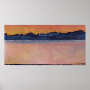 Hodler - Sjö Genève, Mont Blanc, morgon 1918 Poster