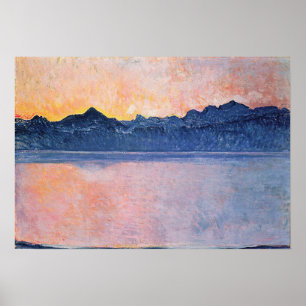 Hodler - Sjö Genève, Mont Blanc, Morgonljus 1.. Poster