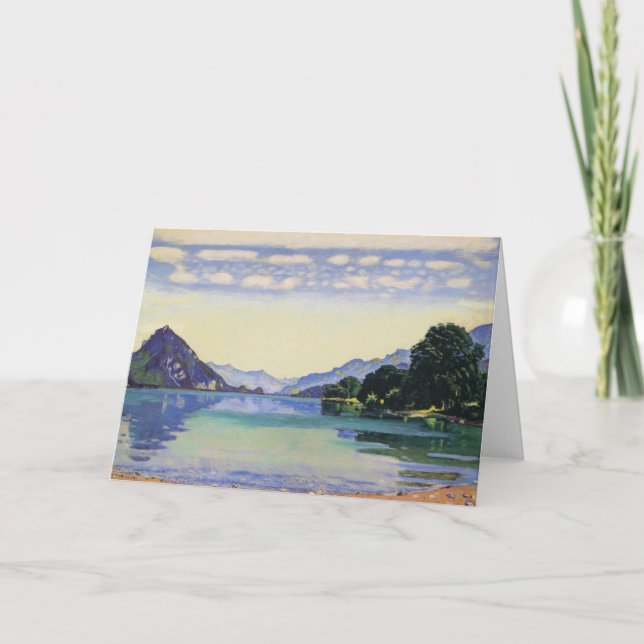 Hodler-Sjö Thun från Lessig, berömd-målning, Kort (Framsida)