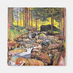 Hodler - Skog med bergsström, bra konst Magnet
