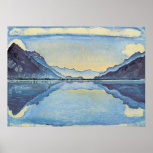 Hodler - Thun med symmetrisk spegling 1909 Poster
