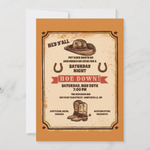 Hoedown Land Western Party-inbjudan Inbjudningar