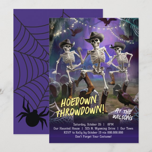 Hoedown Throwdown, Halloween Dansfest  Inbjudningar (Fram/baksida)