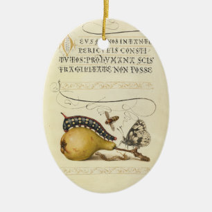 Hoefnagel Vintage Päron & Insekter 1500-talet Renä Julgransprydnad Keramik
