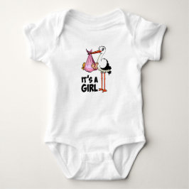 Hoera een meisje - ooievaar met baby. t shirt