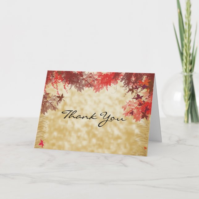 Höfärg: Burgunder och röda grenar på écru Tack Kort (Framsida)