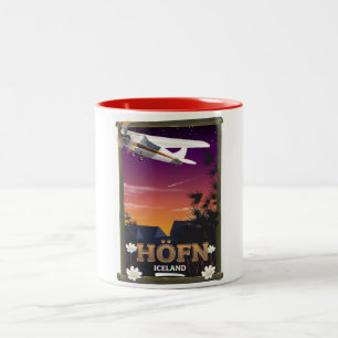 Höfn Island Flight poster Två-Tonad Mugg