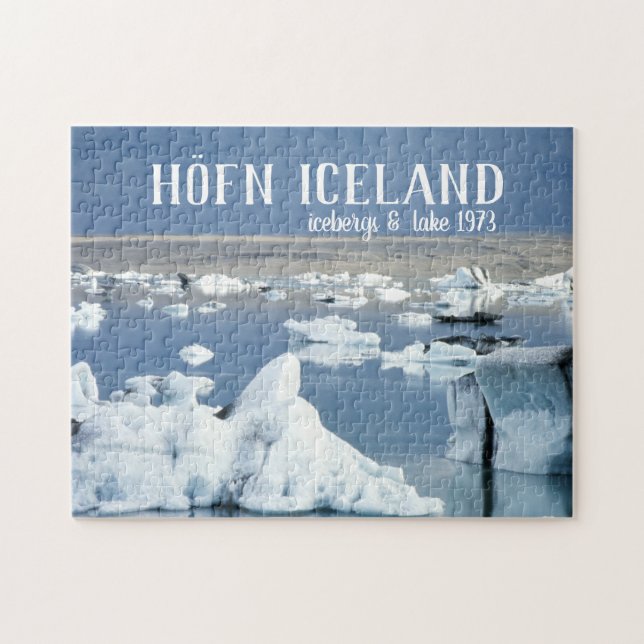 Höfn Island Icebergs & Sjö Blue Ice Glacier Pussel (Horisontell)