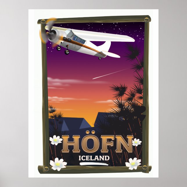 Höfn Islandien Flygplansaffisch Poster (Framsidan)