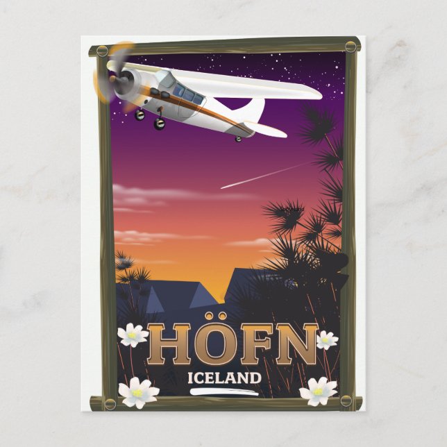 Höfn Islandien Flygplansaffisch Vykort (Framsida)