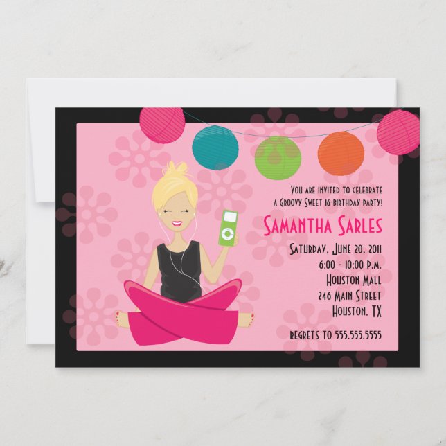 HÖFT & GROOVY födelsedag SEXTON 5x7 för SÖTSAK 16 Inbjudningar (Framsida)