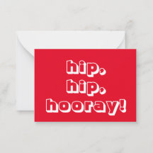 Höft, höft, hora! Grattisar, rött vitt kort