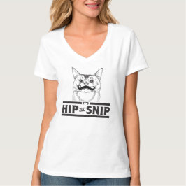 Höft som klipp den kattungedamV-Nacke Tee