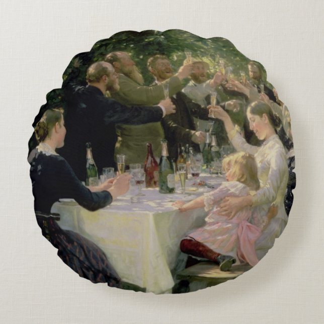 Höfthöft Hurrah! Konstnärers party på Skagen, 1888 Rund Kudde (Framsidan)