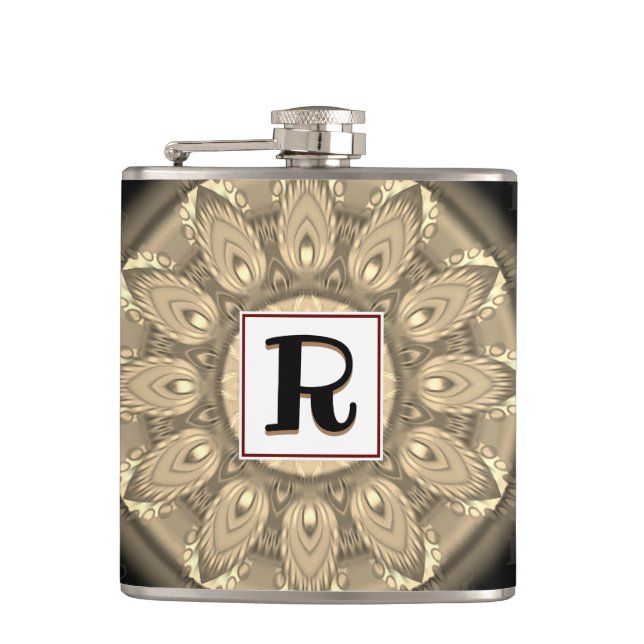 Höftkolv av vinylinslagen anpassningsbar sepia psy fickplunta (Framsidan)