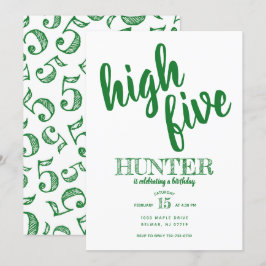 Hög 5:e Grönten för inbjudan på födelsedagen